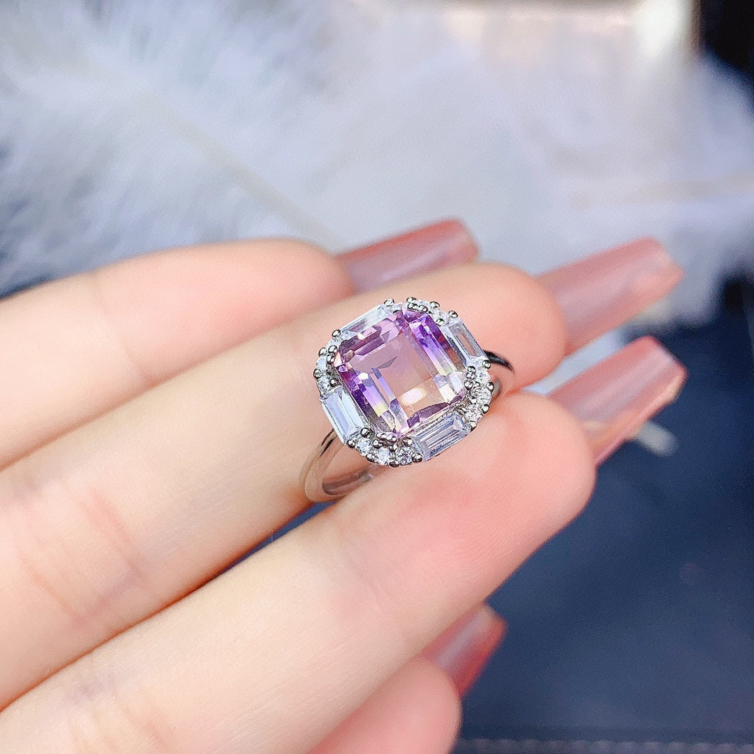 Natural Asscher Amethyst Trio Set | Luxurious Geometric Gemstone Collection