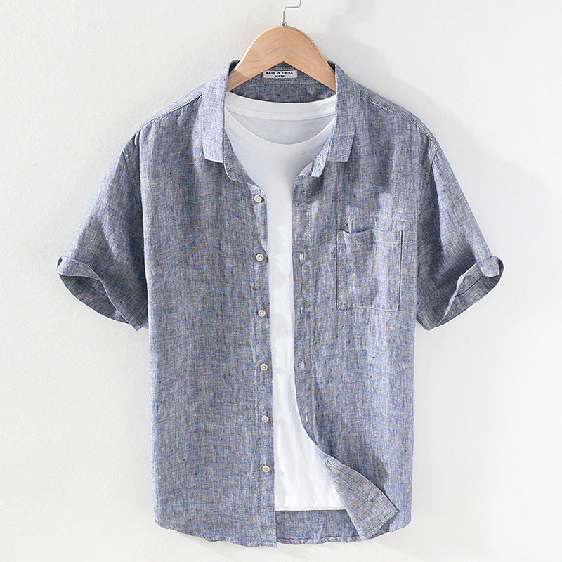 The Loom: Urban Square Collar Linen Shirt - Luxurious Breathable Summer Essential