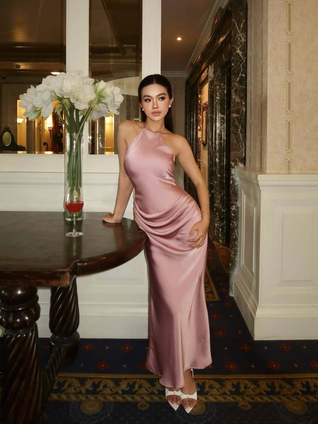 Midnight Radiance: Luxurious Satin Maxi Slip Dress