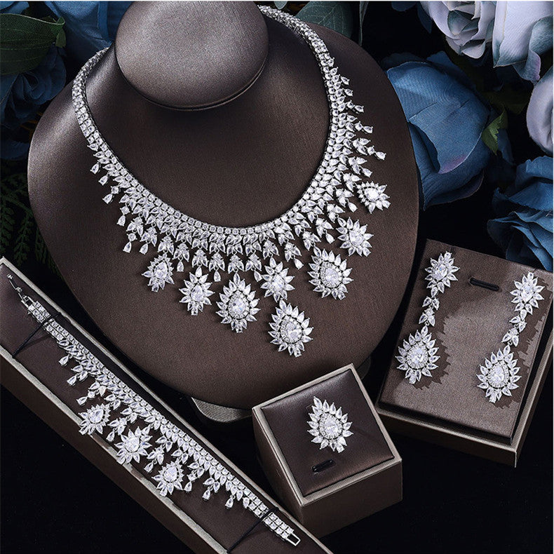 The Loom: Eternal Majesty Vintage Jewelry Set – Handcrafted Wedding Necklace & Teardrop Earrings