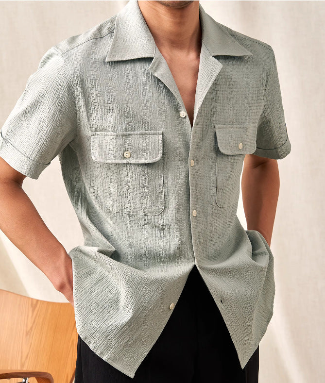 Aura Series: High-Drape Short Sleeve Summer Cuban Shirt