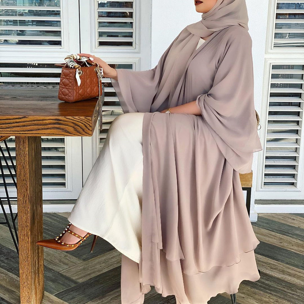 Luxe Satin-Finish Turkish Abaya Set - Breathable Modest Outerwear