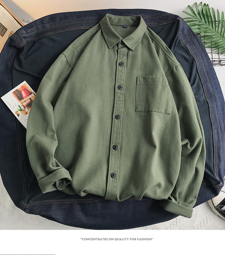 Nordic Clean-Cut Heavyweight Cotton Shirt: Premium Minimalist Long-Sleeve