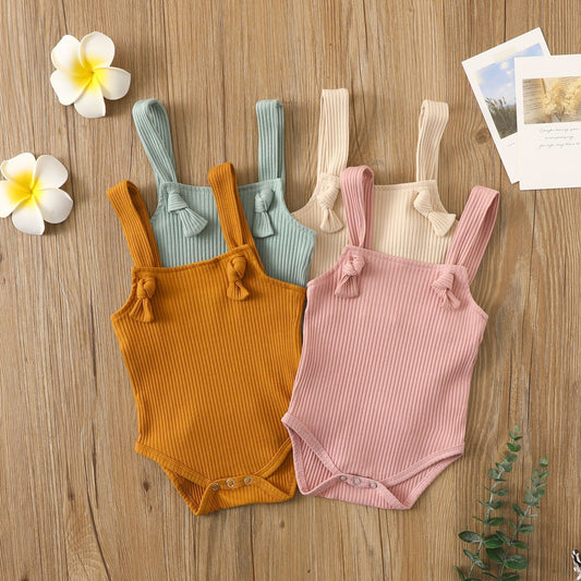 Luxurious Organic Cotton "Pit Strap" Baby Romper | Breathable Newborn Bodysuit