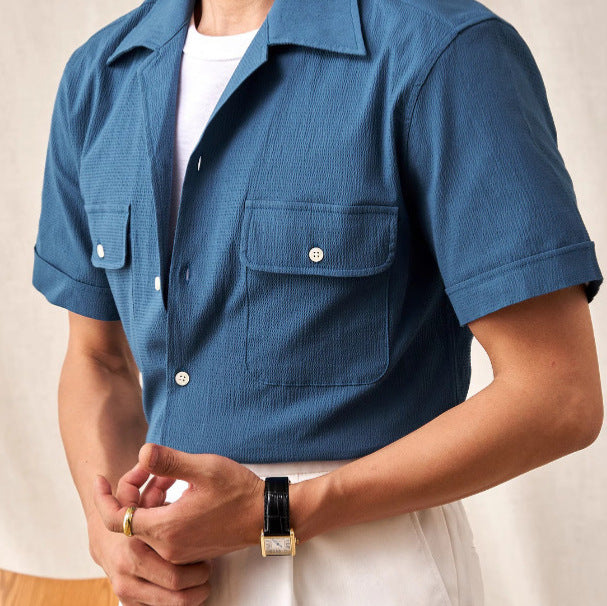 Aura Series: High-Drape Short Sleeve Summer Cuban Shirt