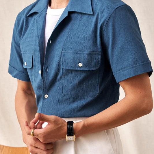 Aura Series: High-Drape Short Sleeve Summer Cuban Shirt