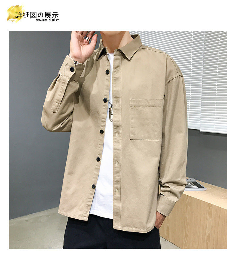 Nordic Clean-Cut Heavyweight Cotton Shirt: Premium Minimalist Long-Sleeve