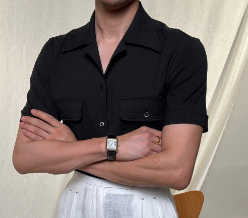 Aura Series: High-Drape Short Sleeve Summer Cuban Shirt