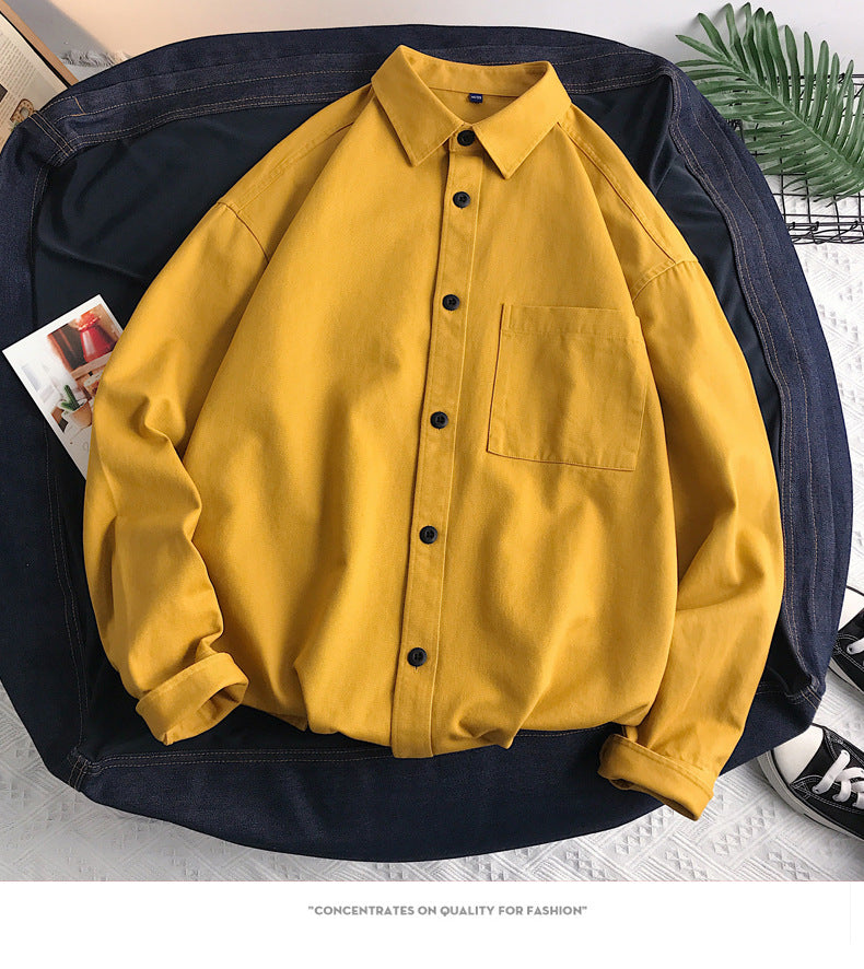 Nordic Clean-Cut Heavyweight Cotton Shirt: Premium Minimalist Long-Sleeve