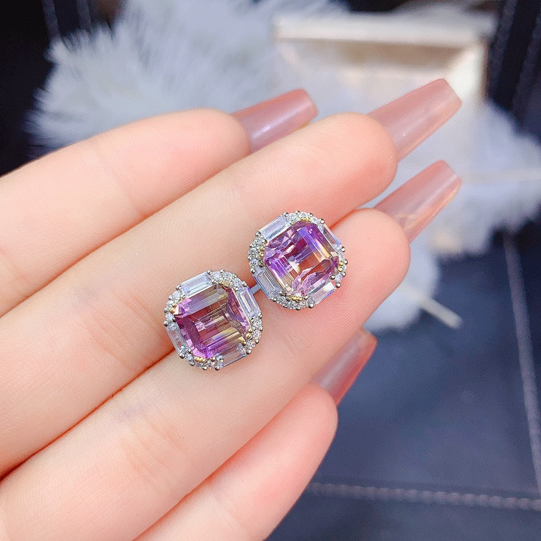 Natural Asscher Amethyst Trio Set | Luxurious Geometric Gemstone Collection