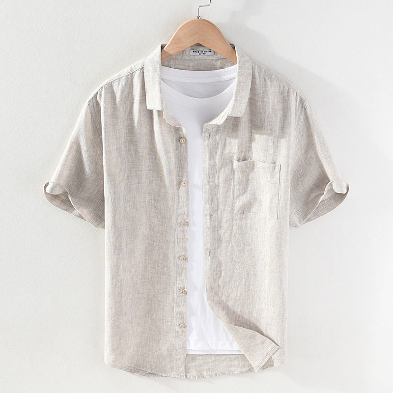 The Loom: Urban Square Collar Linen Shirt - Luxurious Breathable Summer Essential