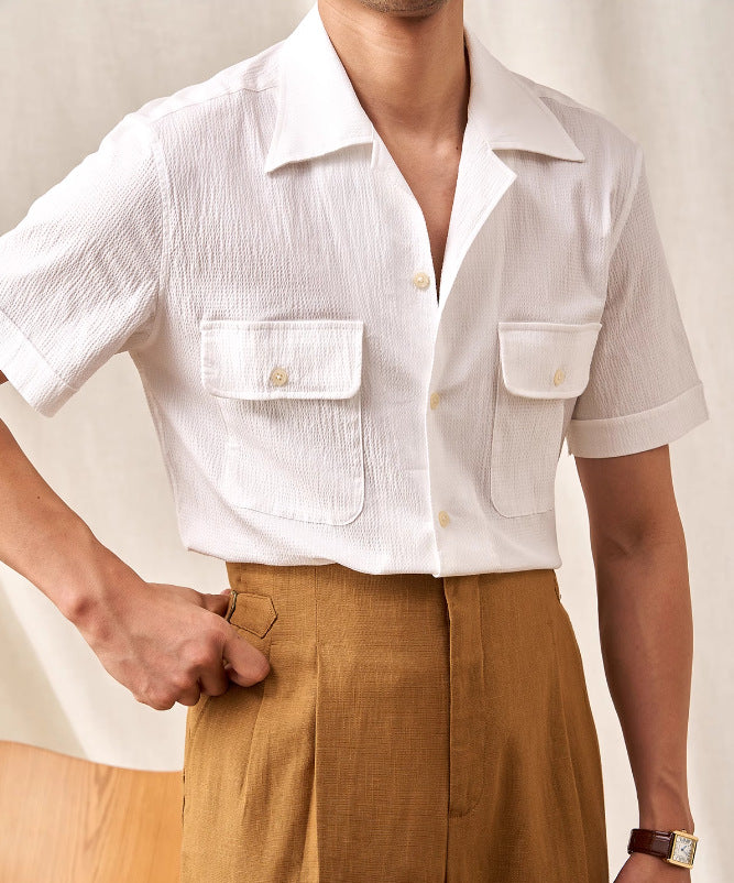 Aura Series: High-Drape Short Sleeve Summer Cuban Shirt