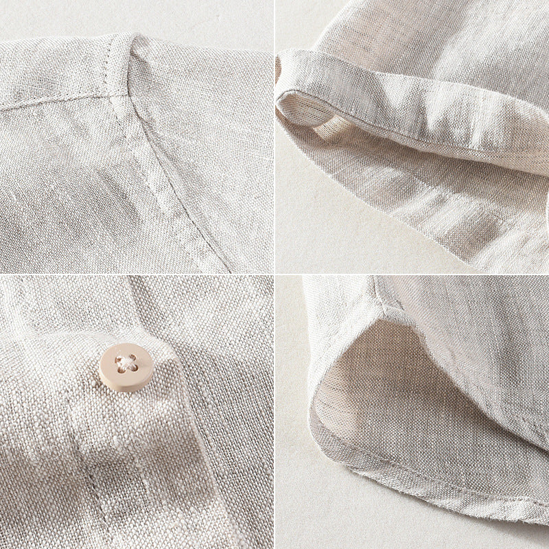 The Loom: Urban Square Collar Linen Shirt - Luxurious Breathable Summer Essential