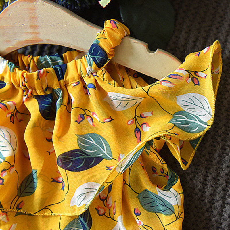 Aura Little Luxe: Sleeveless Chiffon Boho Dress | Tropical Leaf Holiday Collection