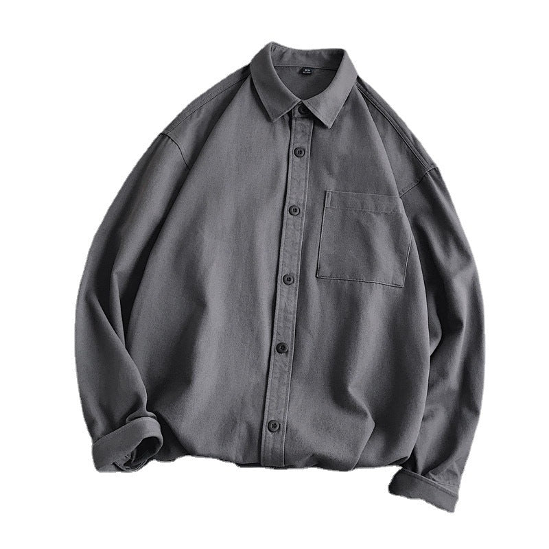 Nordic Clean-Cut Heavyweight Cotton Shirt: Premium Minimalist Long-Sleeve