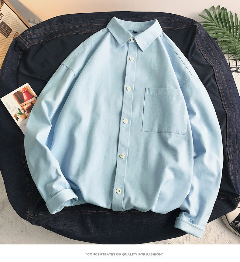 Nordic Clean-Cut Heavyweight Cotton Shirt: Premium Minimalist Long-Sleeve