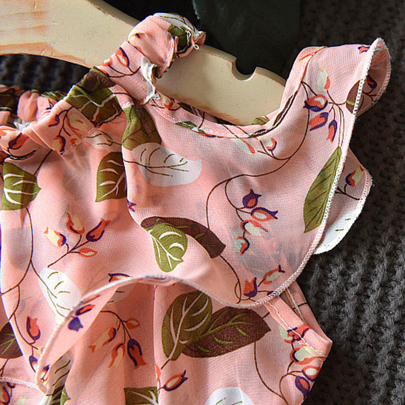 Aura Little Luxe: Sleeveless Chiffon Boho Dress | Tropical Leaf Holiday Collection