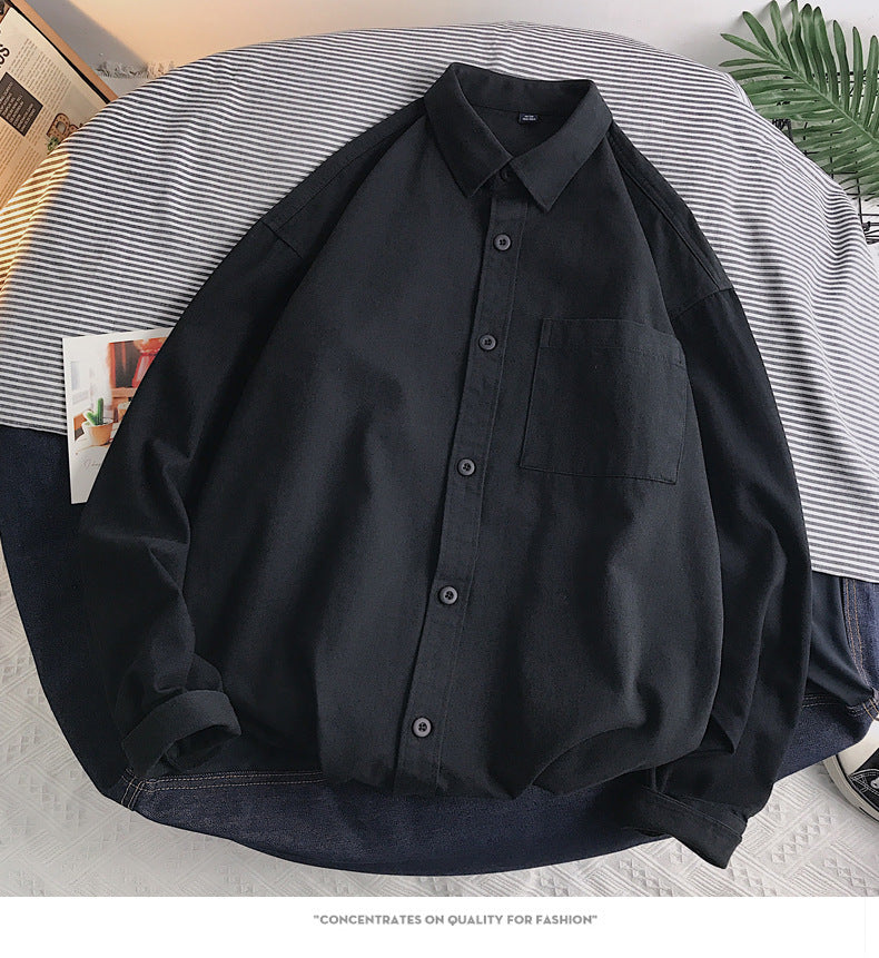 Nordic Clean-Cut Heavyweight Cotton Shirt: Premium Minimalist Long-Sleeve