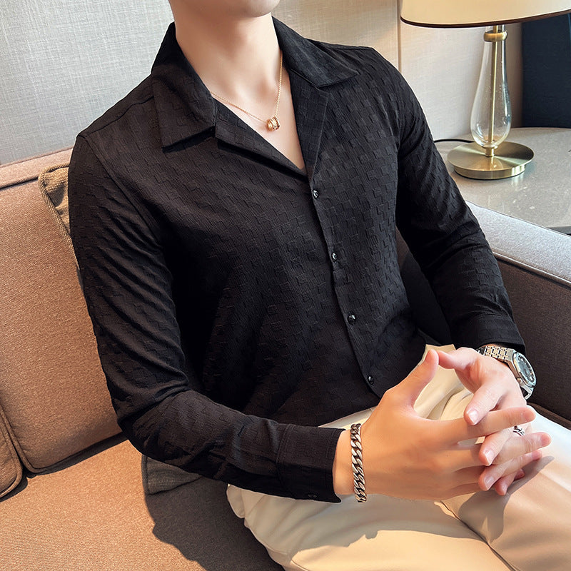 The Loom: Signature Long Sleeve Cuban Collar - Essential Drape