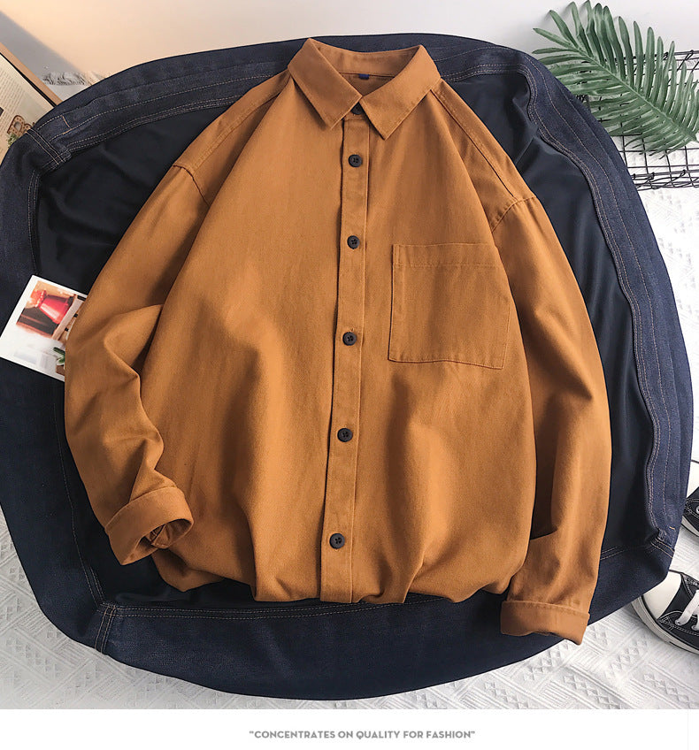 Nordic Clean-Cut Heavyweight Cotton Shirt: Premium Minimalist Long-Sleeve