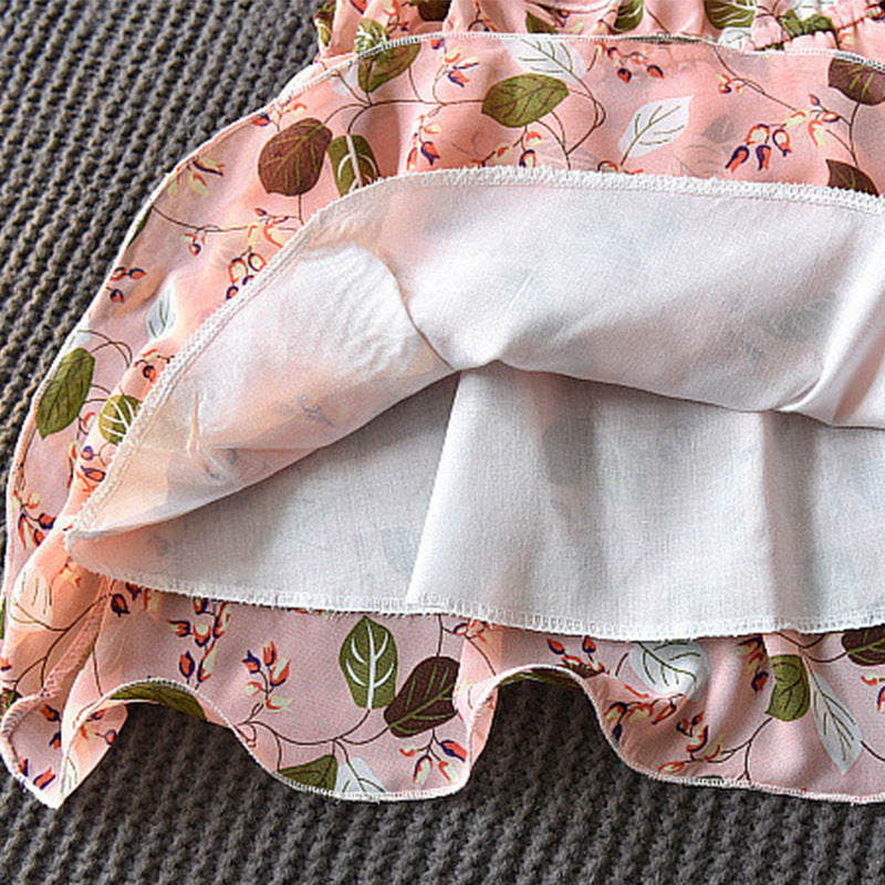 Aura Little Luxe: Sleeveless Chiffon Boho Dress | Tropical Leaf Holiday Collection