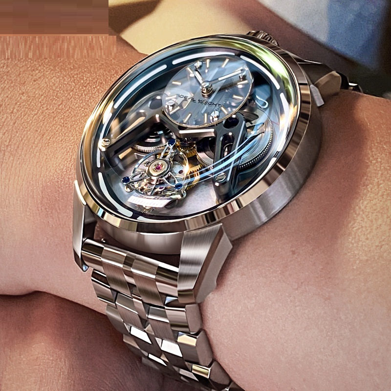 Witness the heartbeat of time with our fully exposed tourbillon-Royal escapement