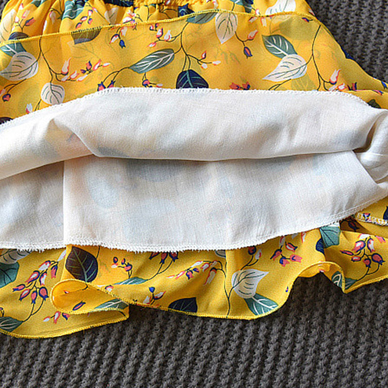 Aura Little Luxe: Sleeveless Chiffon Boho Dress | Tropical Leaf Holiday Collection