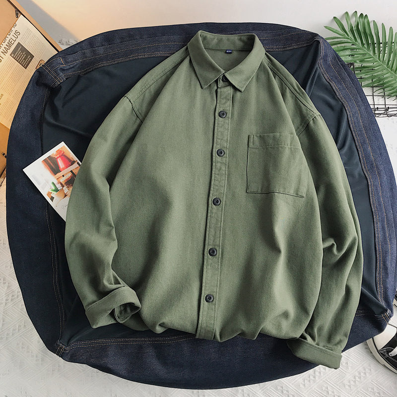 Nordic Clean-Cut Heavyweight Cotton Shirt: Premium Minimalist Long-Sleeve