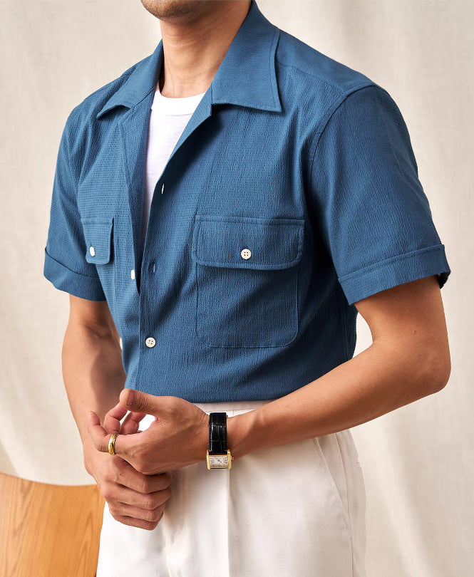 Aura Series: High-Drape Short Sleeve Summer Cuban Shirt