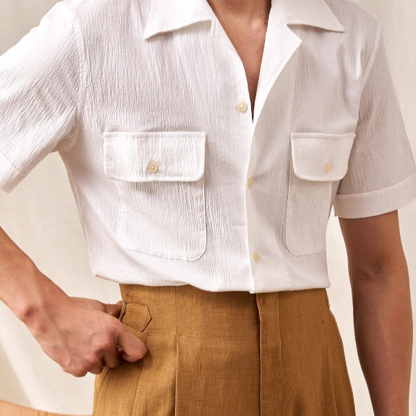 Aura Series: High-Drape Short Sleeve Summer Cuban Shirt